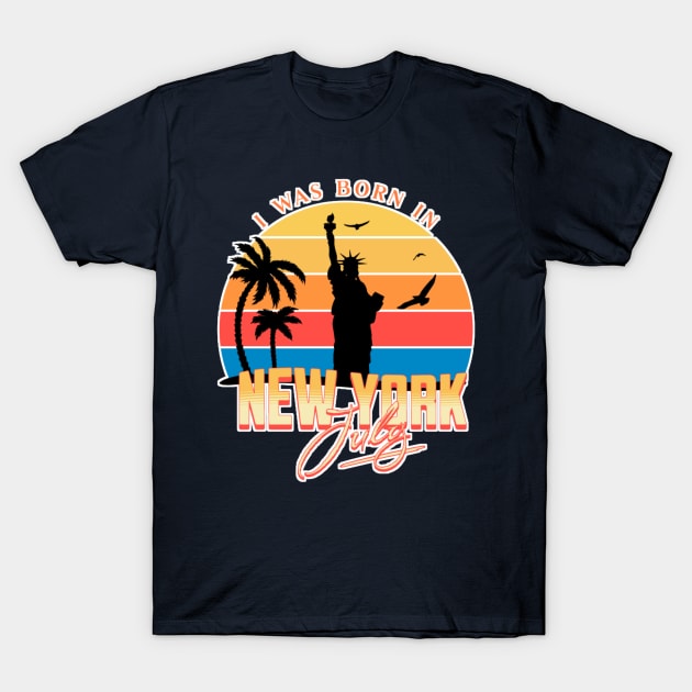 July was born in new york retro T-Shirt by AchioSHan